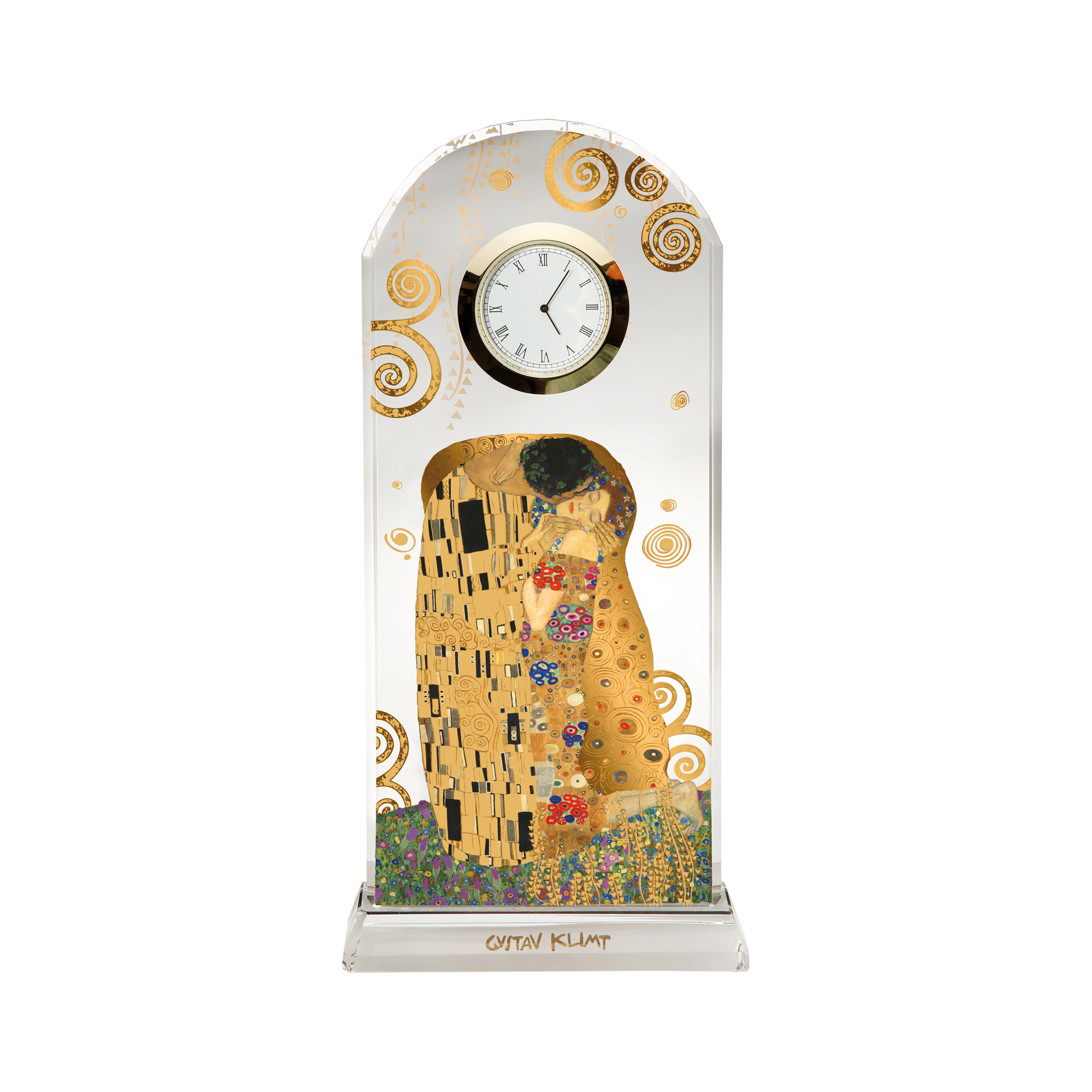 Goebel Tischuhr Kristallglas  - Der Kuss - Gustav Klimt