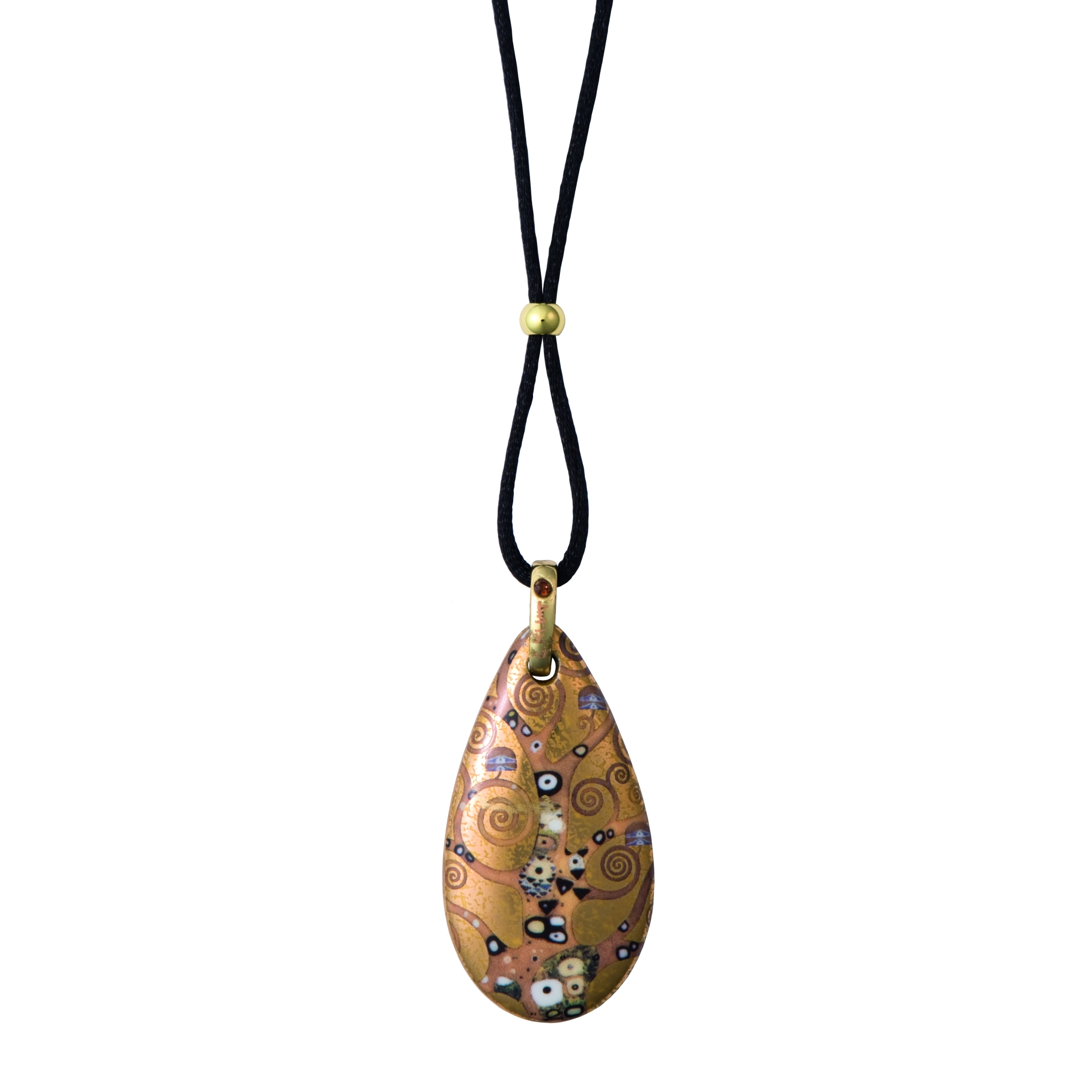 Goebel - Der Lebensbaum - Gustav Klimt - Kette mit Porzellan Tropfen Amulett