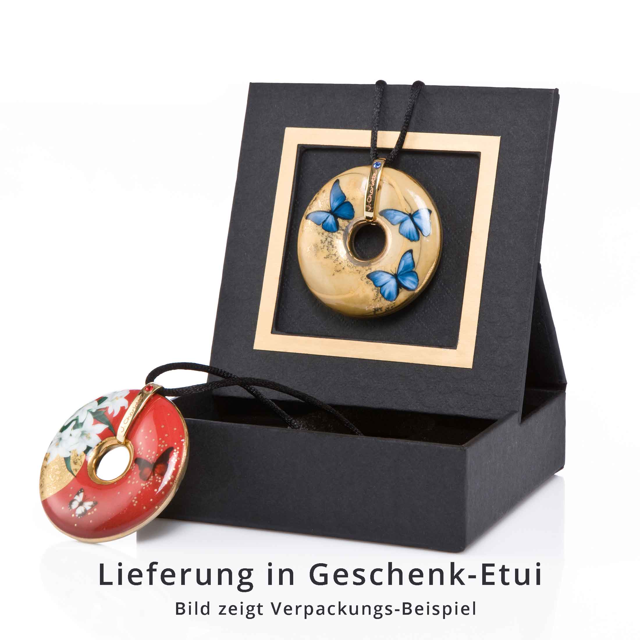 Goebel - Kette mit Porzellan Amulett - Alphonse Mucha - "Rot-Gelb"