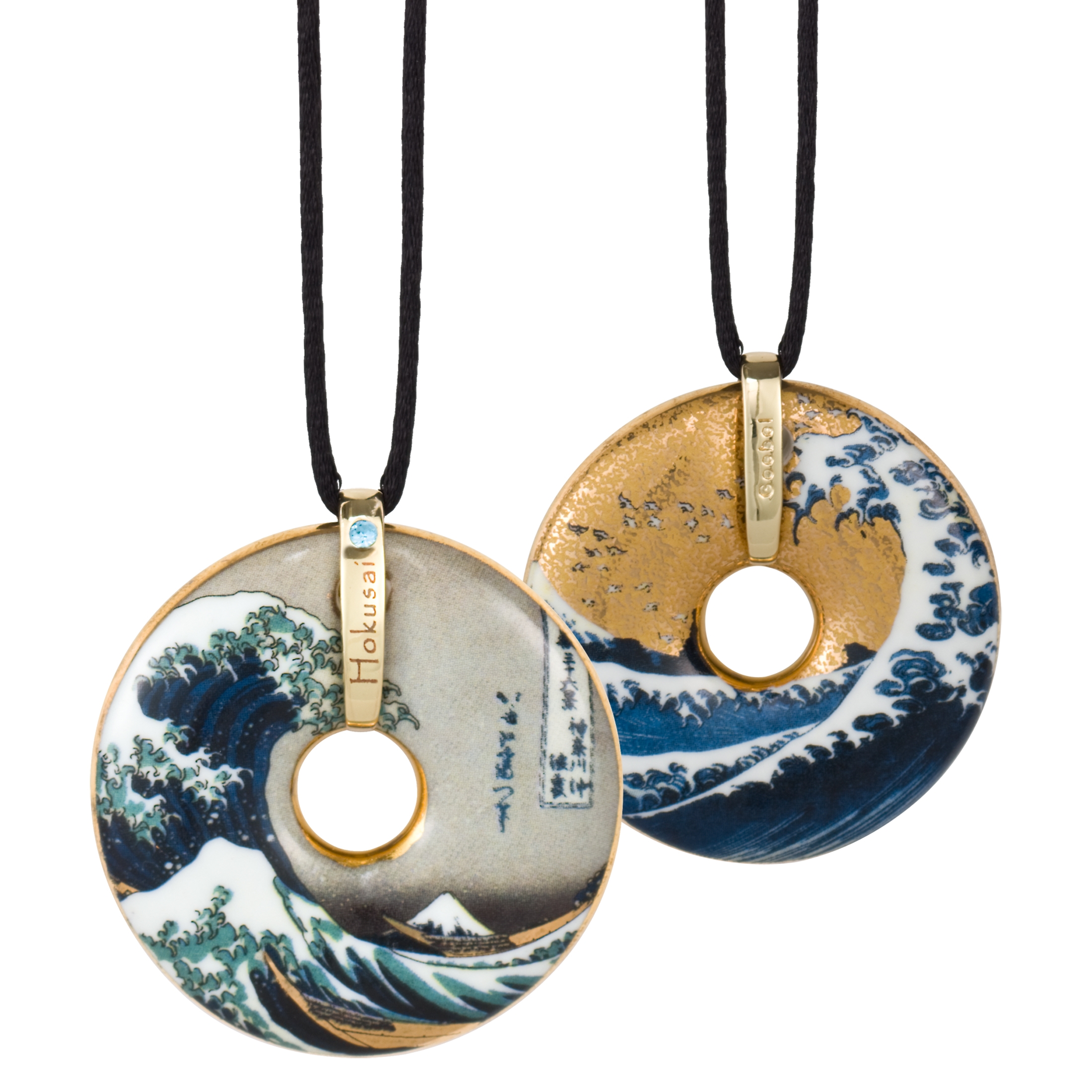 Goebel - Kette mit Porzellan Amulett - Die Welle - Artis Orbis - Hokusai