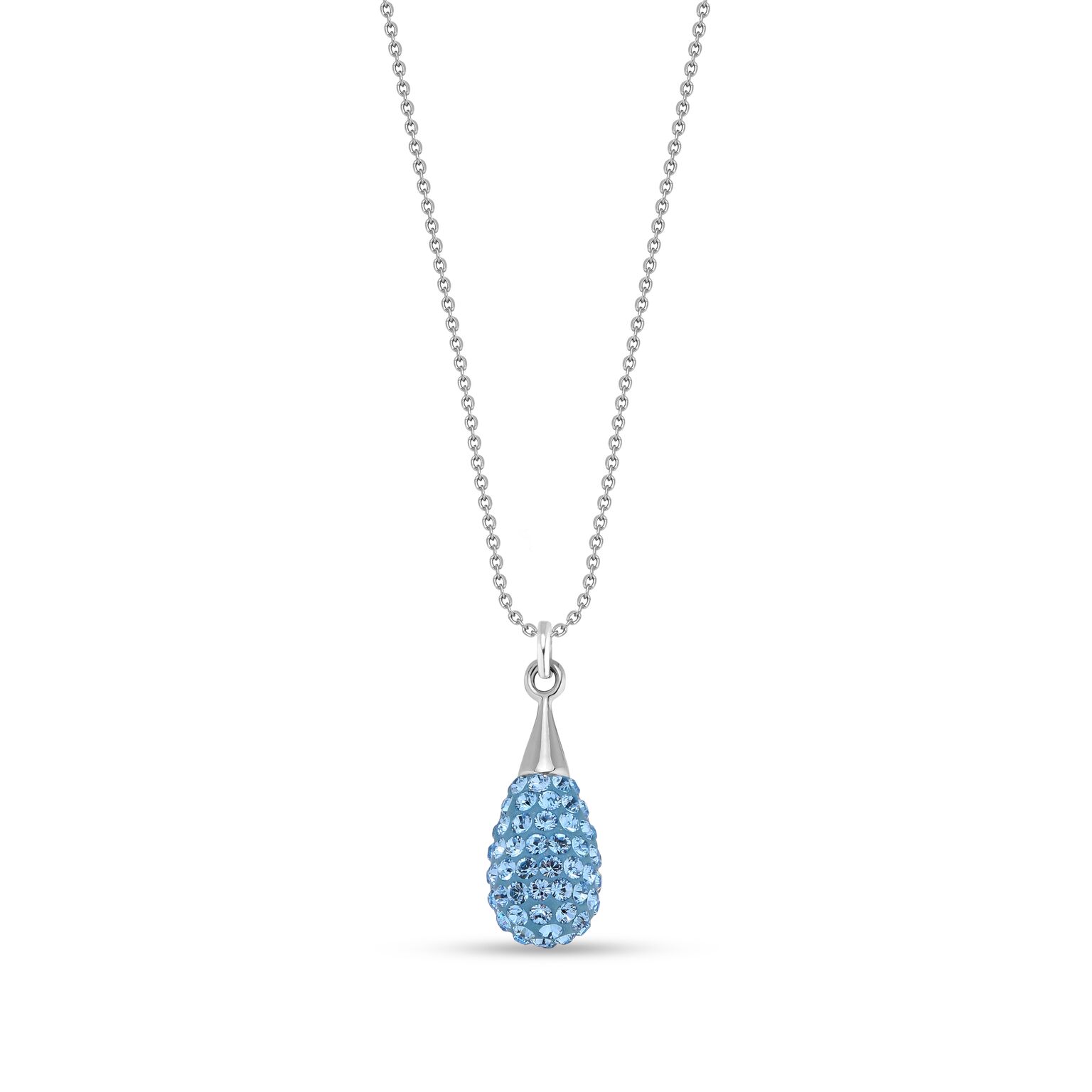 Spark Silver Jewelry Pave Drop Collier Aquamarinblau
