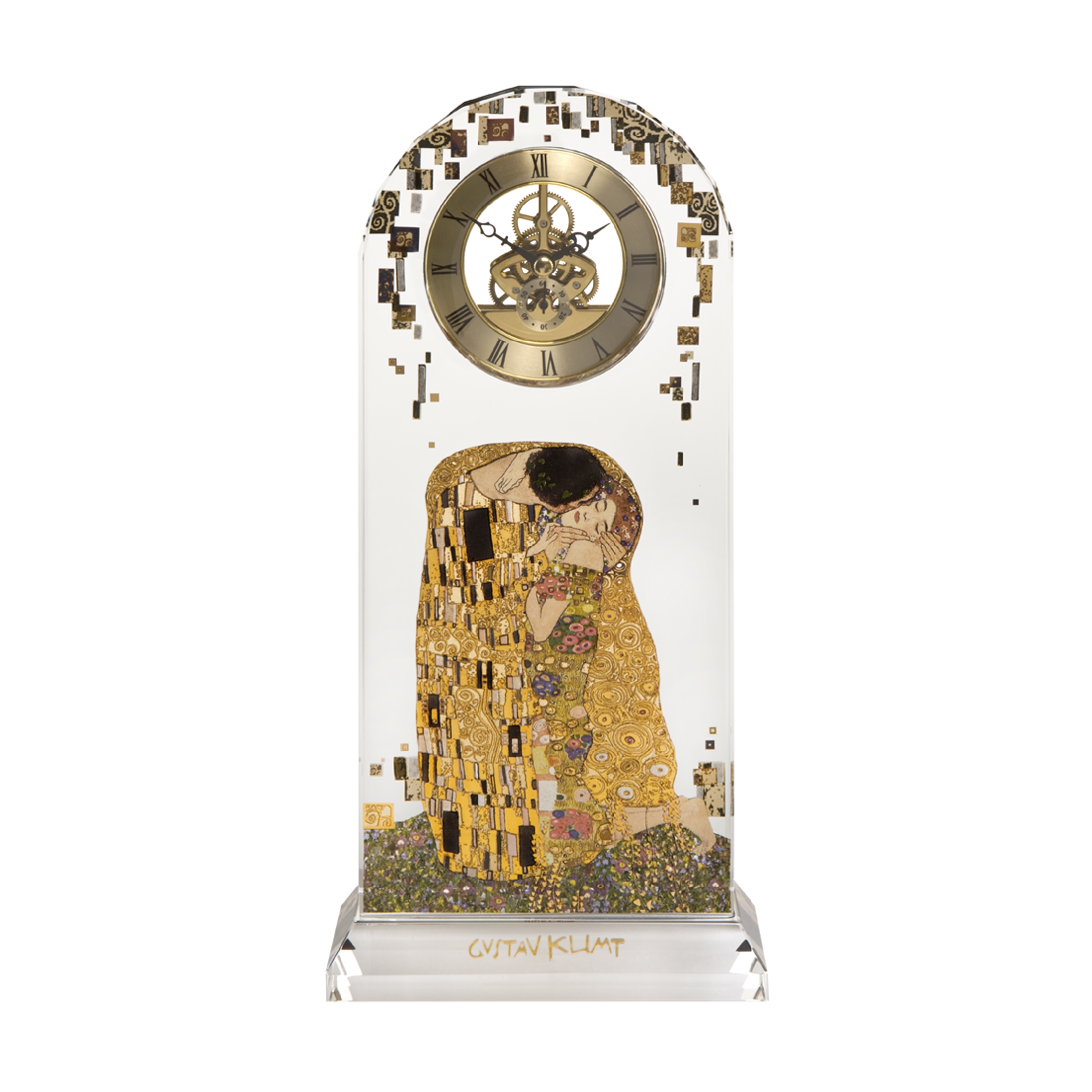 Goebel Tischuhr Kristallglas - Der Kuss - Gustav Klimt