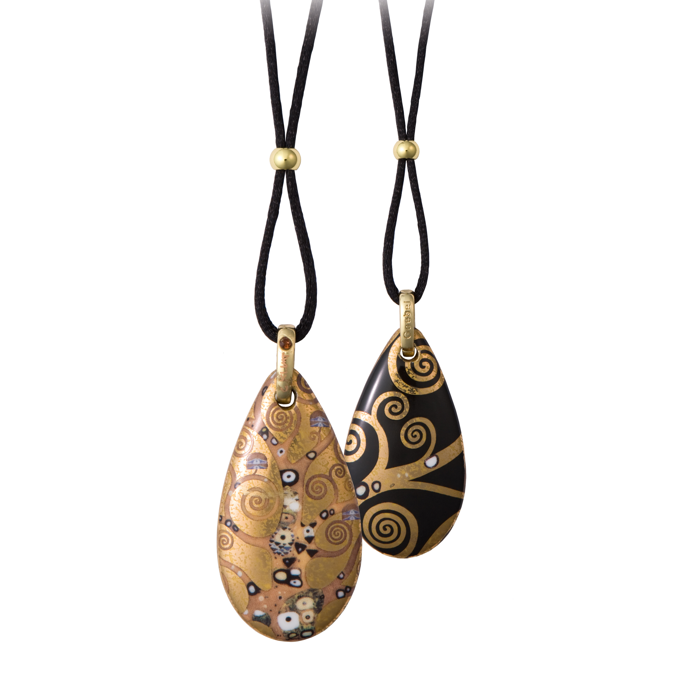 Der Lebensbaum - Artis Orbis Gustav Klimt - Goebel - Kette mit Porzellan Tropfen Amulett