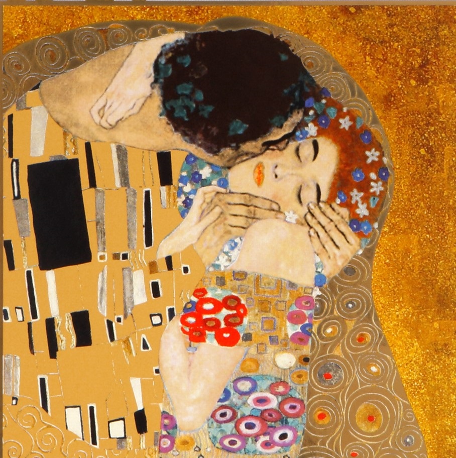 Goebel Tischuhr Kristallglas  - Der Kuss - Gustav Klimt