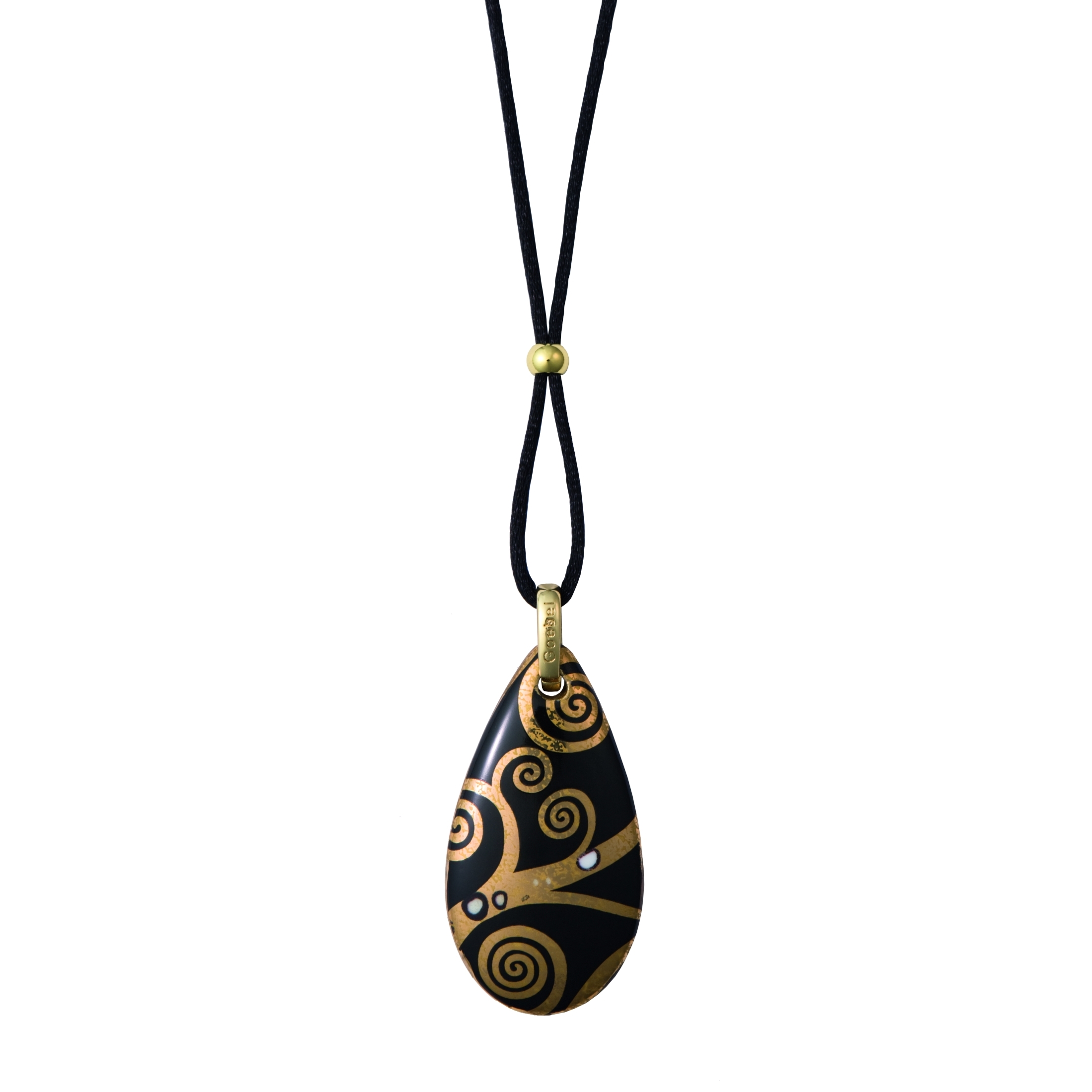 Goebel - Der Lebensbaum - Gustav Klimt - Kette mit Porzellan Tropfen Amulett