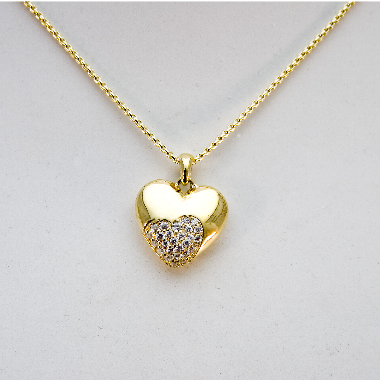 Unique Heartshapes, Collier Kette m. Herz Zirkonia, vergoldet